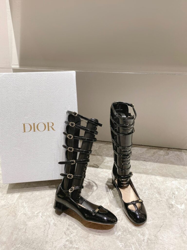 Dior Aime Dior Black Leather Buckle Boots - Image 5