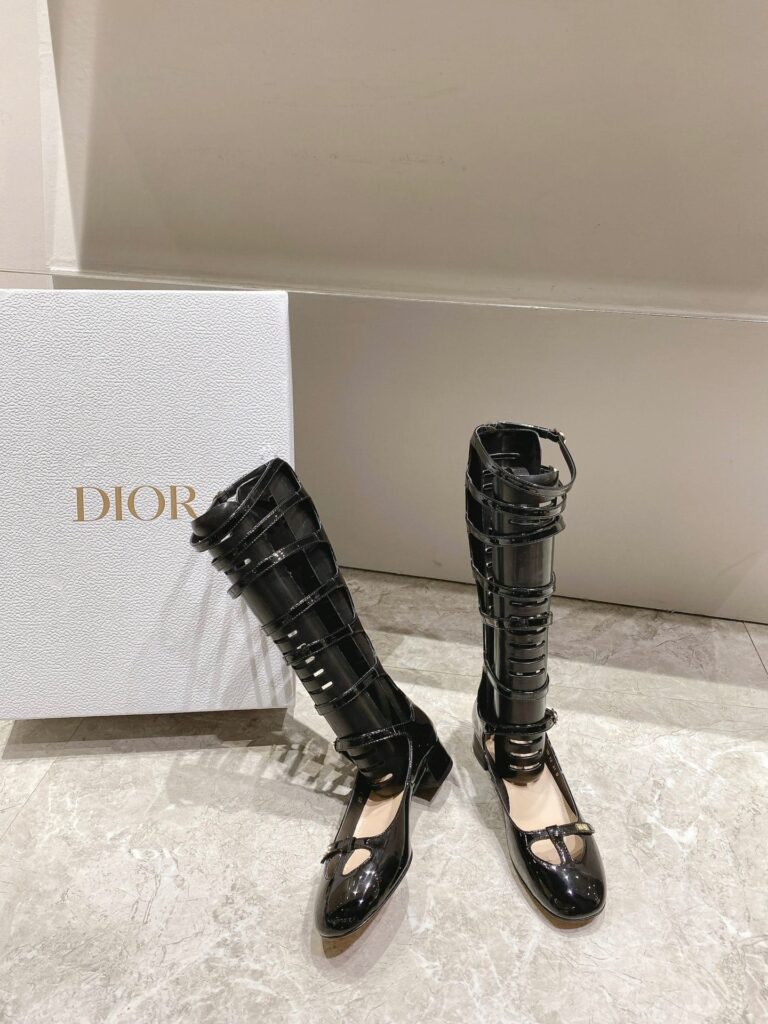Dior Aime Dior Black Leather Buckle Boots - Image 6