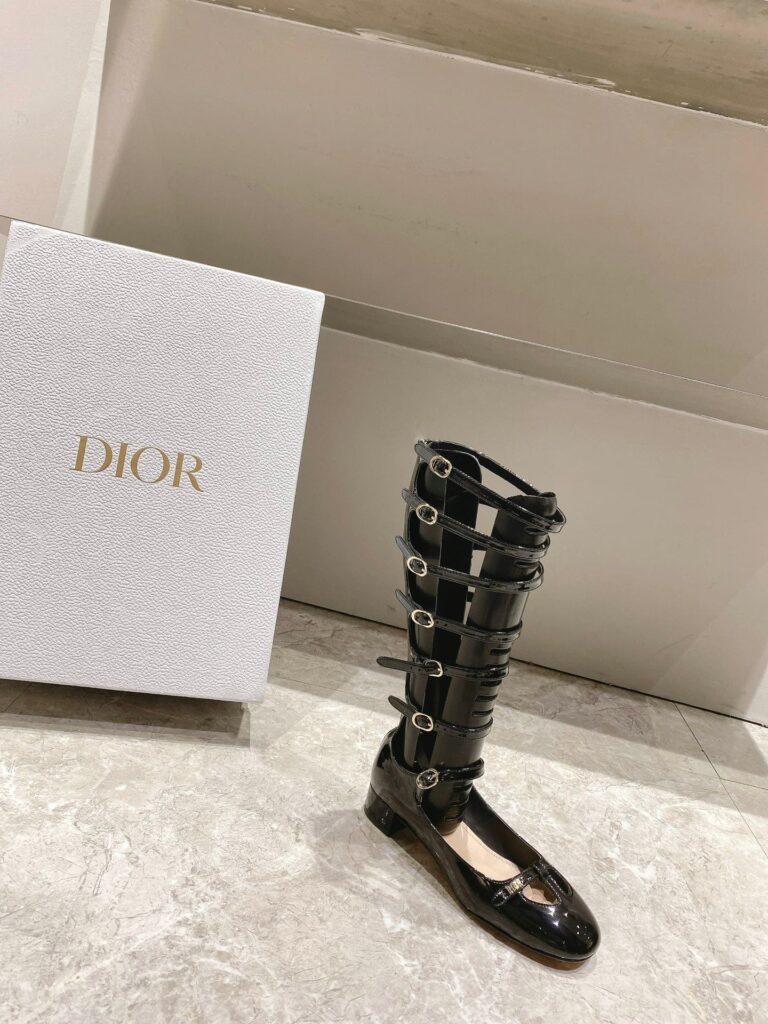 Dior Aime Dior Black Leather Buckle Boots - Image 7