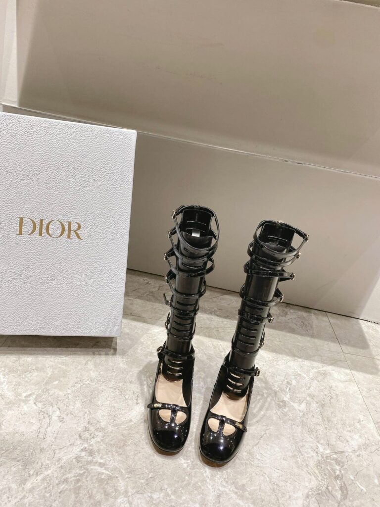 Dior Aime Dior Black Leather Buckle Boots - Image 8