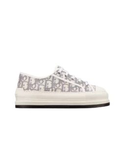 Dior Walk'N'Dior Platform Sneaker Gray Stone Dior Oblique Embroidered Cotton Kck385Obe S33G