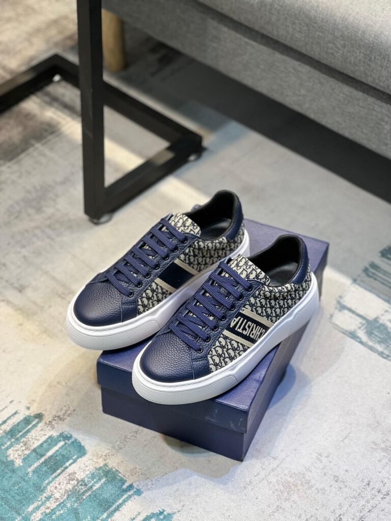 Dior Men'S Sneakers Cd Embroidered Canvas Low Deep Blue - Image 4