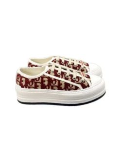 Dior Walk'N'Dior Platform Sneaker Burgundy Stone Dior Oblique Embroidered Cotton