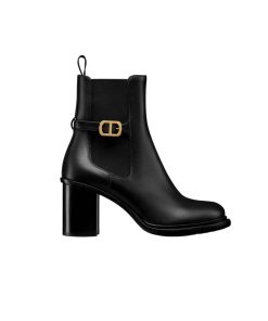 Dior 30 Montaigne Heeled Ankle Boot Black Supple Calfskin Kci950Vso S900