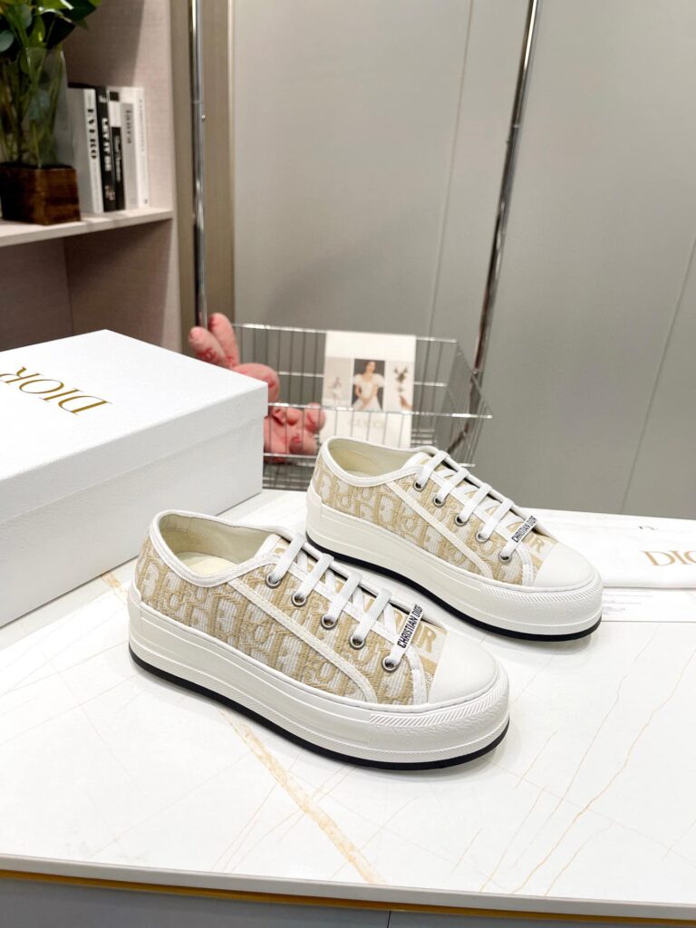Dior Walk'N'Dior Platform Sneaker Gold-Tone Dior Oblique Cotton Kck385Obl S49K - Image 2