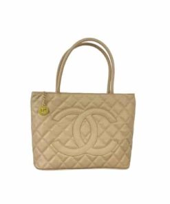 Chanel Medallion Tote Bag Beige 30Cm