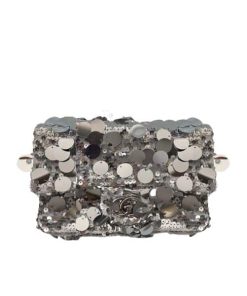 Chanel Sequin Mini Flap Bag Silver 19Cm