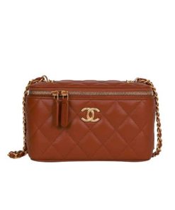 Chanel Rectangular Vanity With Chain Brown 16Cm