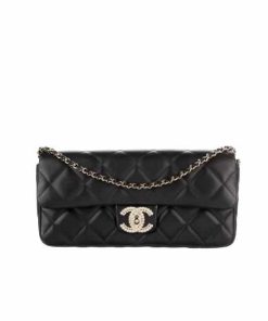 Chanel Pearl Clutch With Chain Black 25Cm
