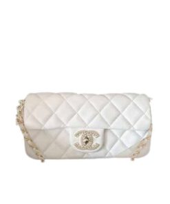 Chanel Pearl Clutch With Chain White 25Cm