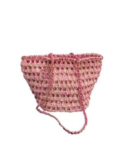 Chanel Straw Shoulder Bags Pink 27Cm