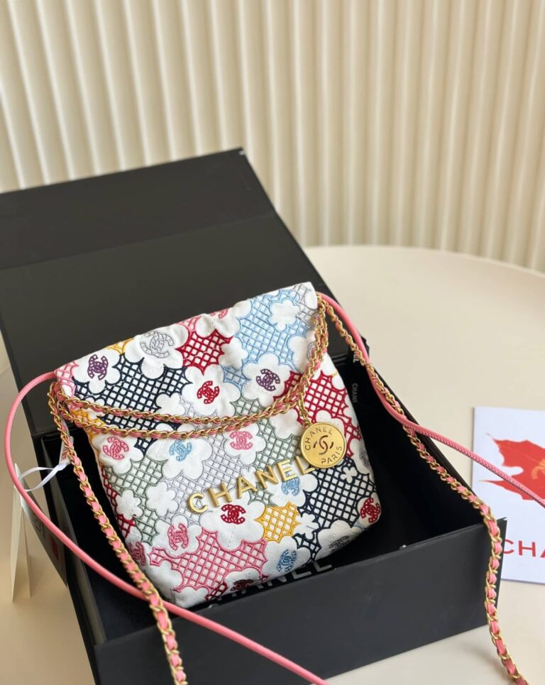 Chanel 22 Mini Handbag Lace Patchwork 20Cm As3980 B16006 Nu931 - Image 2