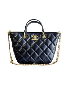 Chanel Small Shopping Bag Lambskin Black 25Cm As4188