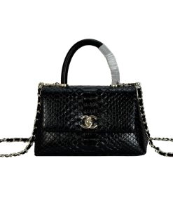 Chanel Trendy Cc Top Handle Bag Python Black 23Cm