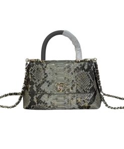 Chanel Trendy Cc Top Handle Bag Python Gray 23Cm