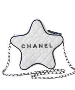 Chanel Star Hand Bag Black Metal White 22Cm