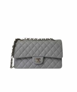Chanel Medium Classic Flap Bag Silver Hardware Grey 25Cm