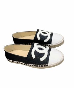Chanel Cc Espadrilles Slip On White Black