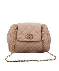 Chanel Mix Accordion Cc Flap Bag Quilted Glazed Calfskin Pink 23Cm