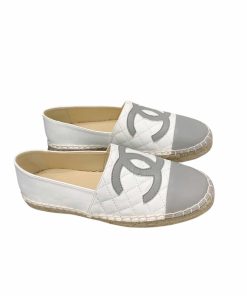 Chanel Cc Espadrilles White Gray