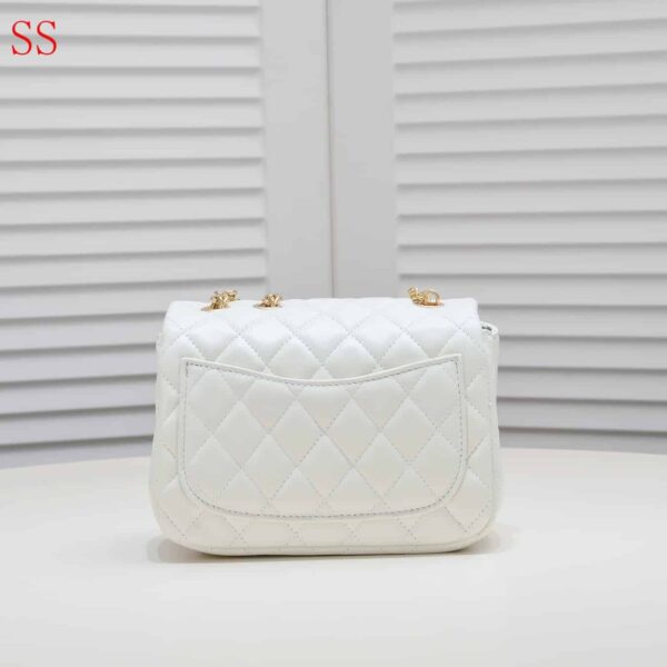Chanel Mini Flap Bag With Flower Chain White 18Cm - Image 4