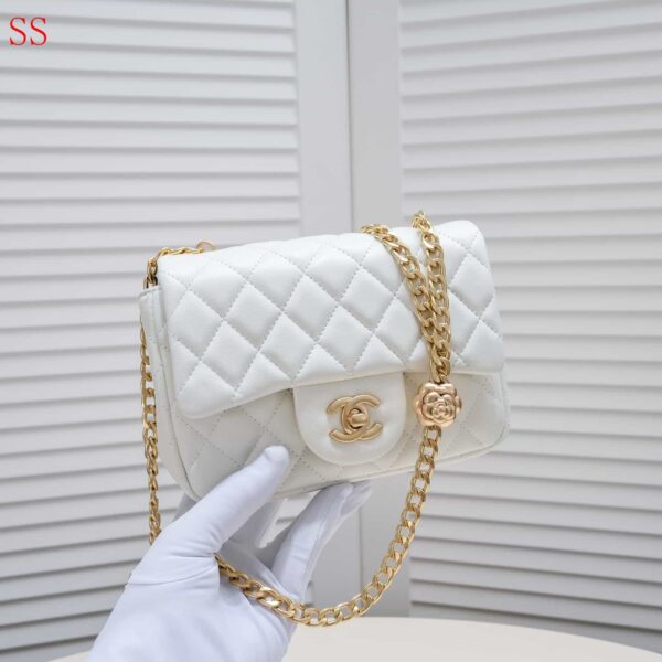 Chanel Mini Flap Bag With Flower Chain White 18Cm - Image 6
