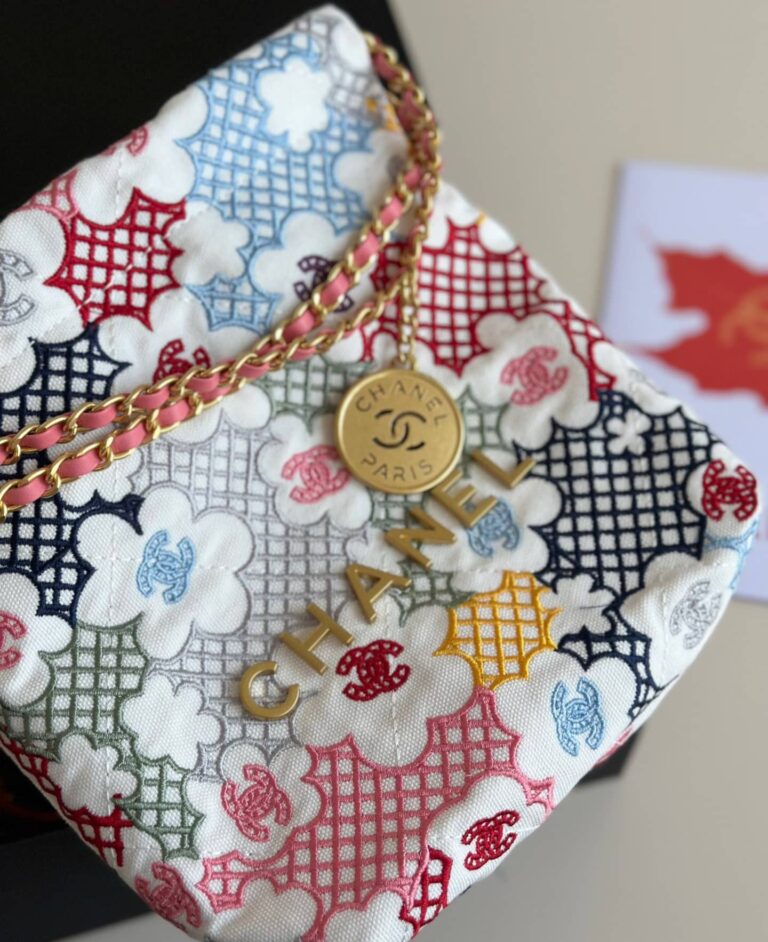 Chanel 22 Mini Handbag Lace Patchwork 20Cm As3980 B16006 Nu931 - Image 4