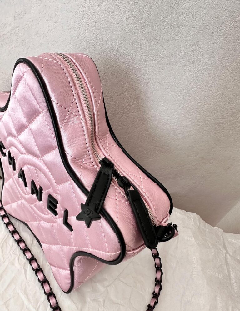 Chanel Star Hand Bag Satin Black Metal Light Pink 22Cm - Image 5