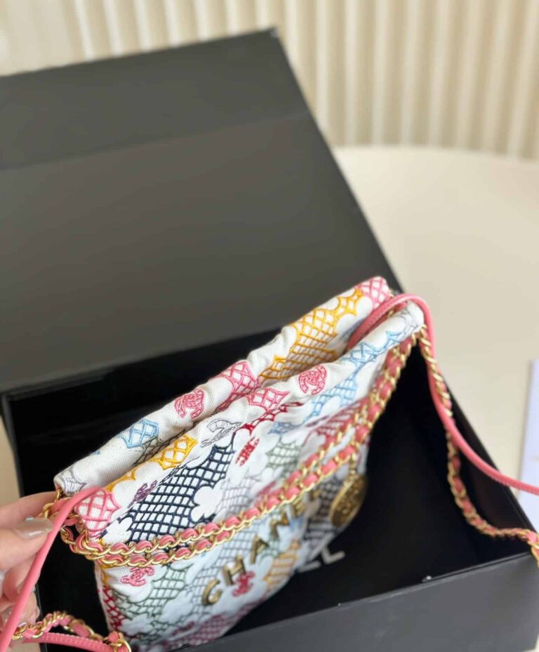 Chanel 22 Mini Handbag Lace Patchwork 20Cm As3980 B16006 Nu931 - Image 5