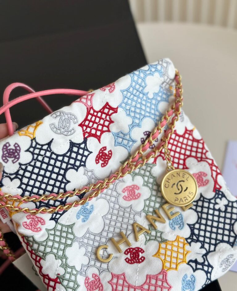 Chanel 22 Mini Handbag Lace Patchwork 20Cm As3980 B16006 Nu931 - Image 6