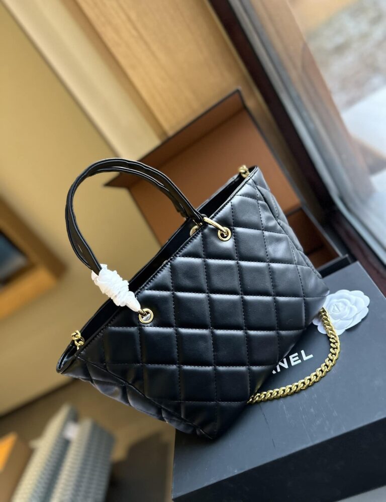 Chanel Small Shopping Bag Lambskin Black 25Cm As4188 - Image 7
