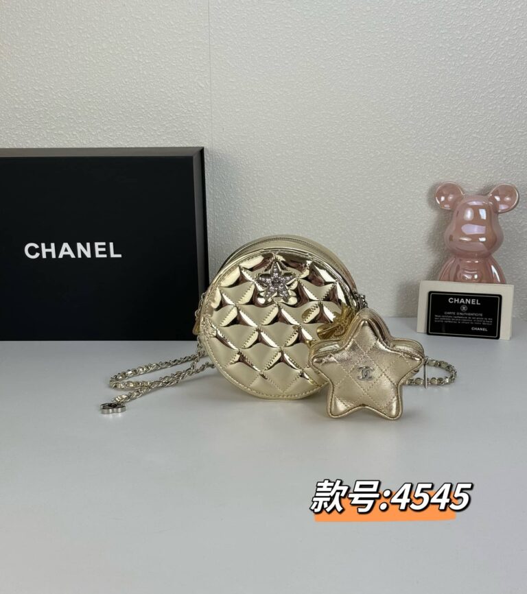 Chanel Round With Charm And Star Coin Purse Metallic Gold 15Cm - Image 8
