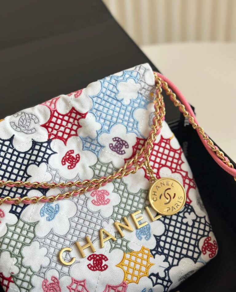 Chanel 22 Mini Handbag Lace Patchwork 20Cm As3980 B16006 Nu931 - Image 8