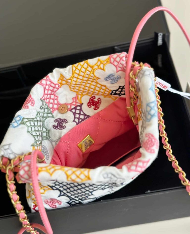 Chanel 22 Mini Handbag Lace Patchwork 20Cm As3980 B16006 Nu931 - Image 9