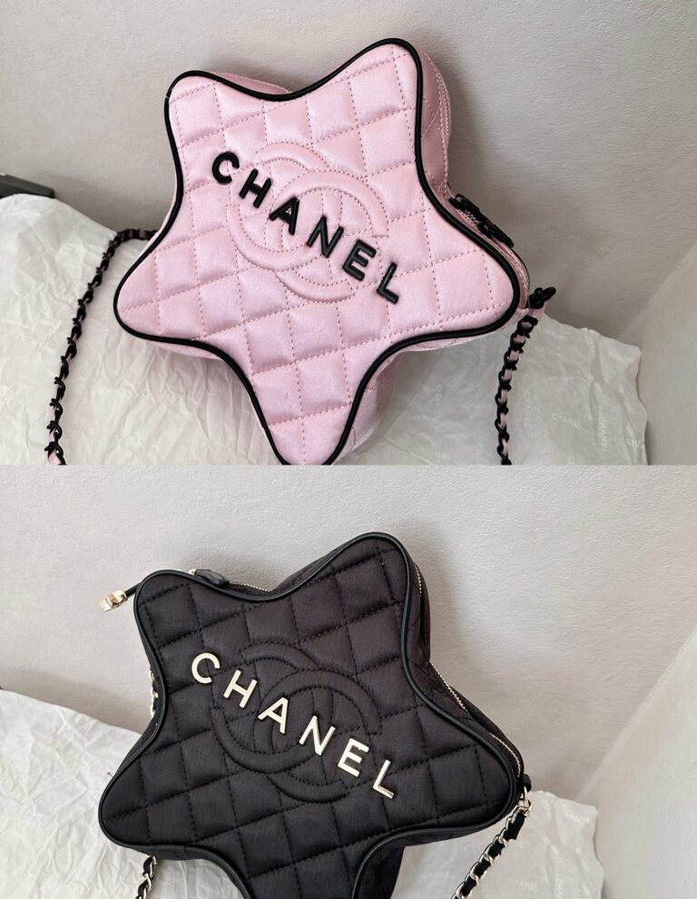 Chanel Star Hand Bag Satin Black Metal Light Pink 22Cm - Image 10