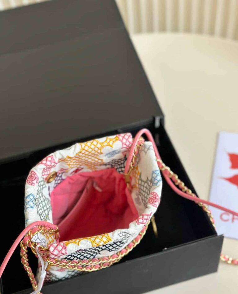 Chanel 22 Mini Handbag Lace Patchwork 20Cm As3980 B16006 Nu931 - Image 10