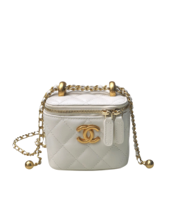Chanel Mini Vanity With Chain Gold White 11Cm Cnv023
