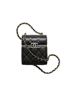 Chanel Small Box With Chain In Lambskin Black 12Cm Ap2656