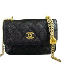 Chanel Pearl Crush Wallet On Chain Woc Black 18Cm