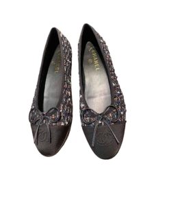 Chanel Tweed Cap Toe Ballerina Flats Black