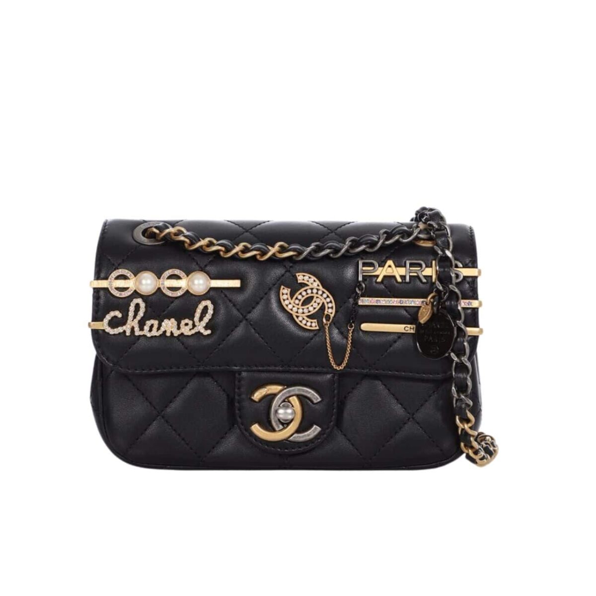 Chanel Quilted Lambskin Mini Coco Clips Flap Gold And Ruthenium Hardware Black 20Cm - Image 1