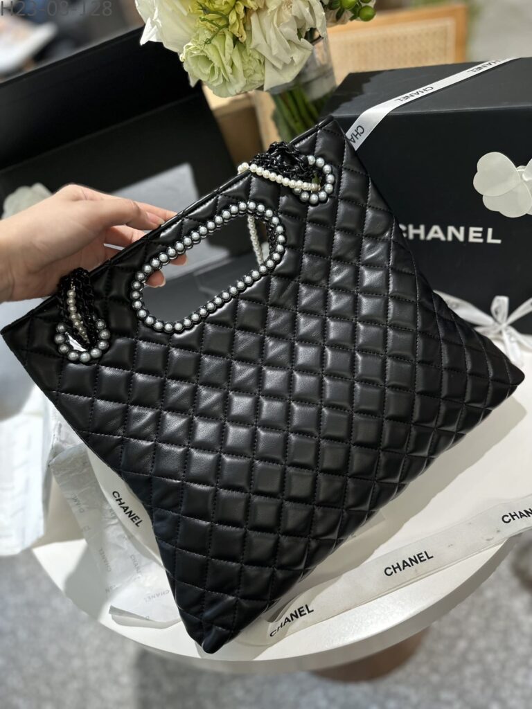 Chanel Timeless Rare Pearl Black Lambskin Shoulder Bag Tote Minaudière Clutch 33Cm - Image 5