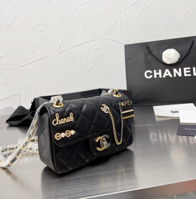 Chanel Quilted Lambskin Mini Coco Clips Flap Gold And Ruthenium Hardware Black 20Cm - Image 10