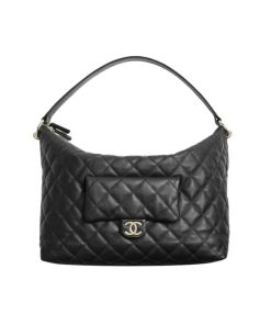 Chanel Maxi Size Hobo Bag Black Calfskin And Gold Tone Metal Black 27Cm As4339 B13833 94305