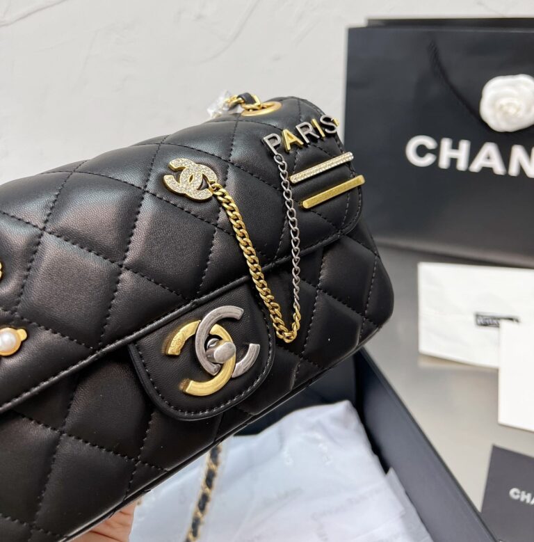 Chanel Quilted Lambskin Mini Coco Clips Flap Gold And Ruthenium Hardware Black 20Cm - Image 7