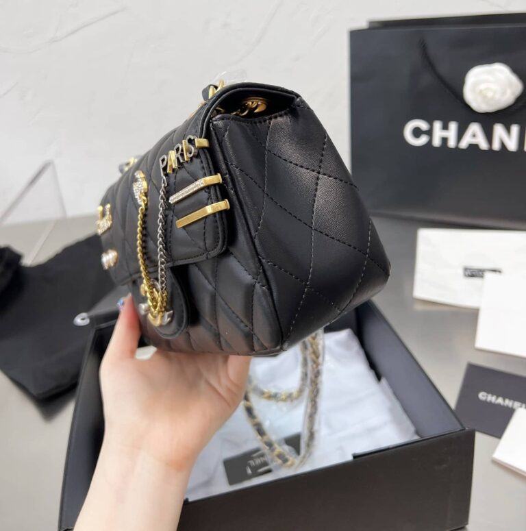 Chanel Quilted Lambskin Mini Coco Clips Flap Gold And Ruthenium Hardware Black 20Cm - Image 5