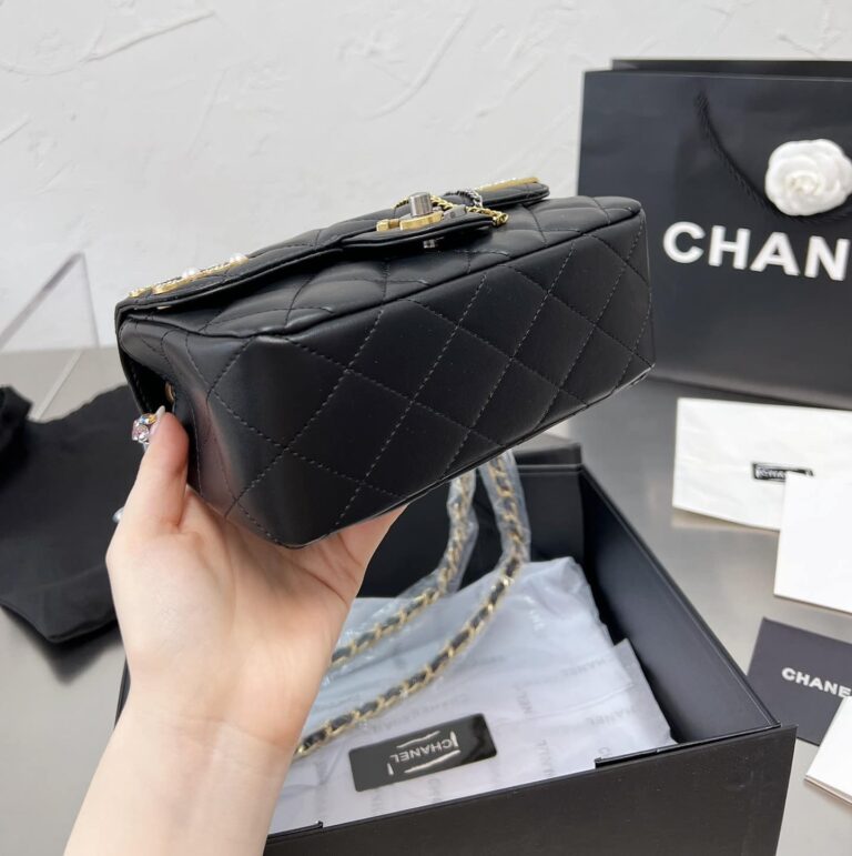 Chanel Quilted Lambskin Mini Coco Clips Flap Gold And Ruthenium Hardware Black 20Cm - Image 4
