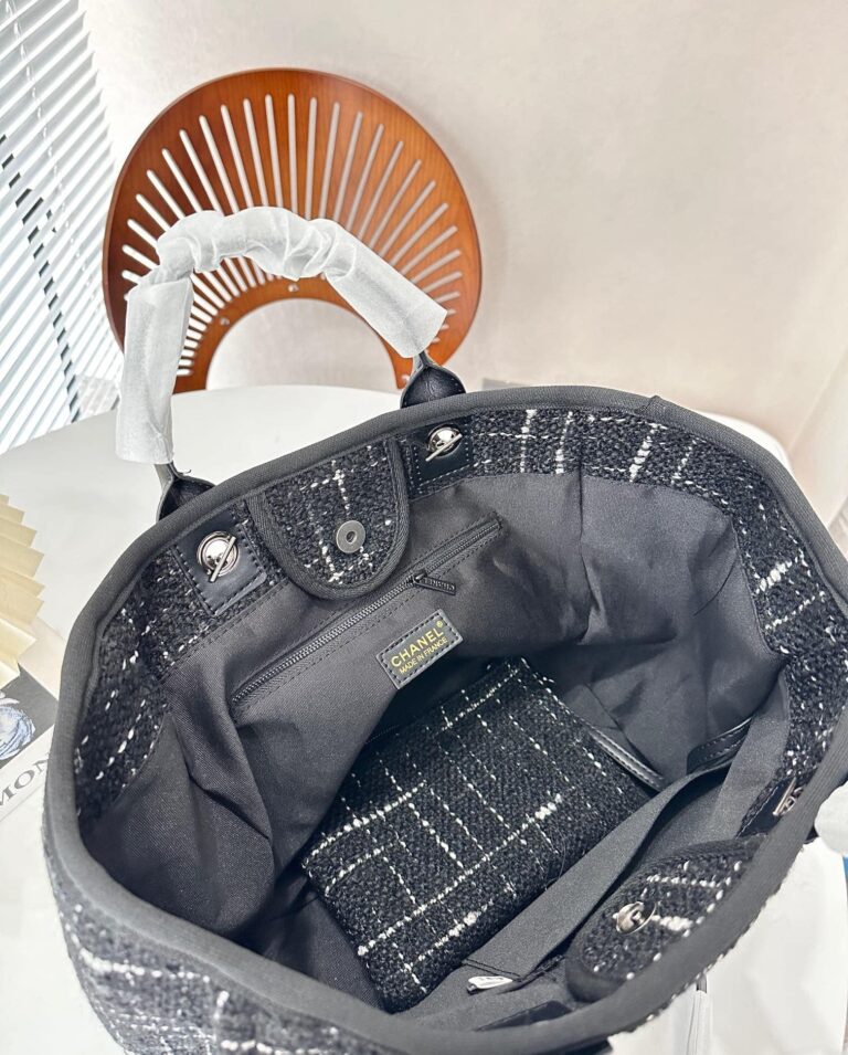 Chanel Tweed Medium Deauville  Tote Black Multicolor 37Cm - Image 10