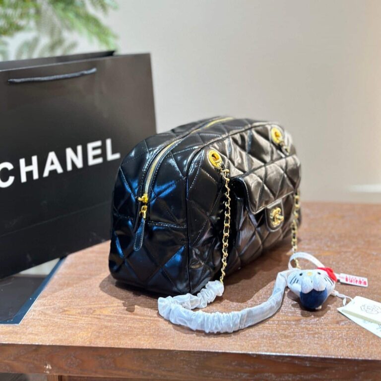 Chanel Maxi Bowling Shoulder Bag With Chain In Black 28Cm - Image 5
