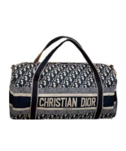 Dior Oblique Holdall Travel Duffle Bag Blue 40Cm